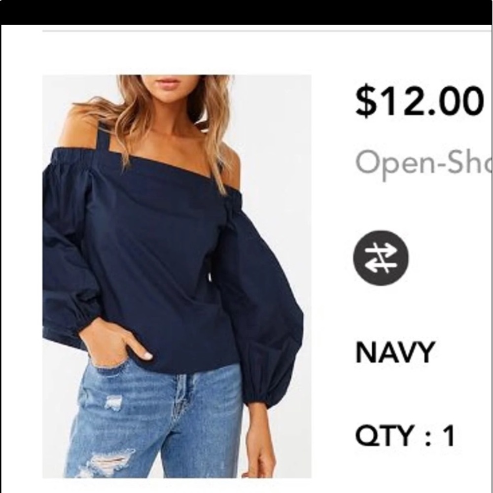 navy blue open shoulder top